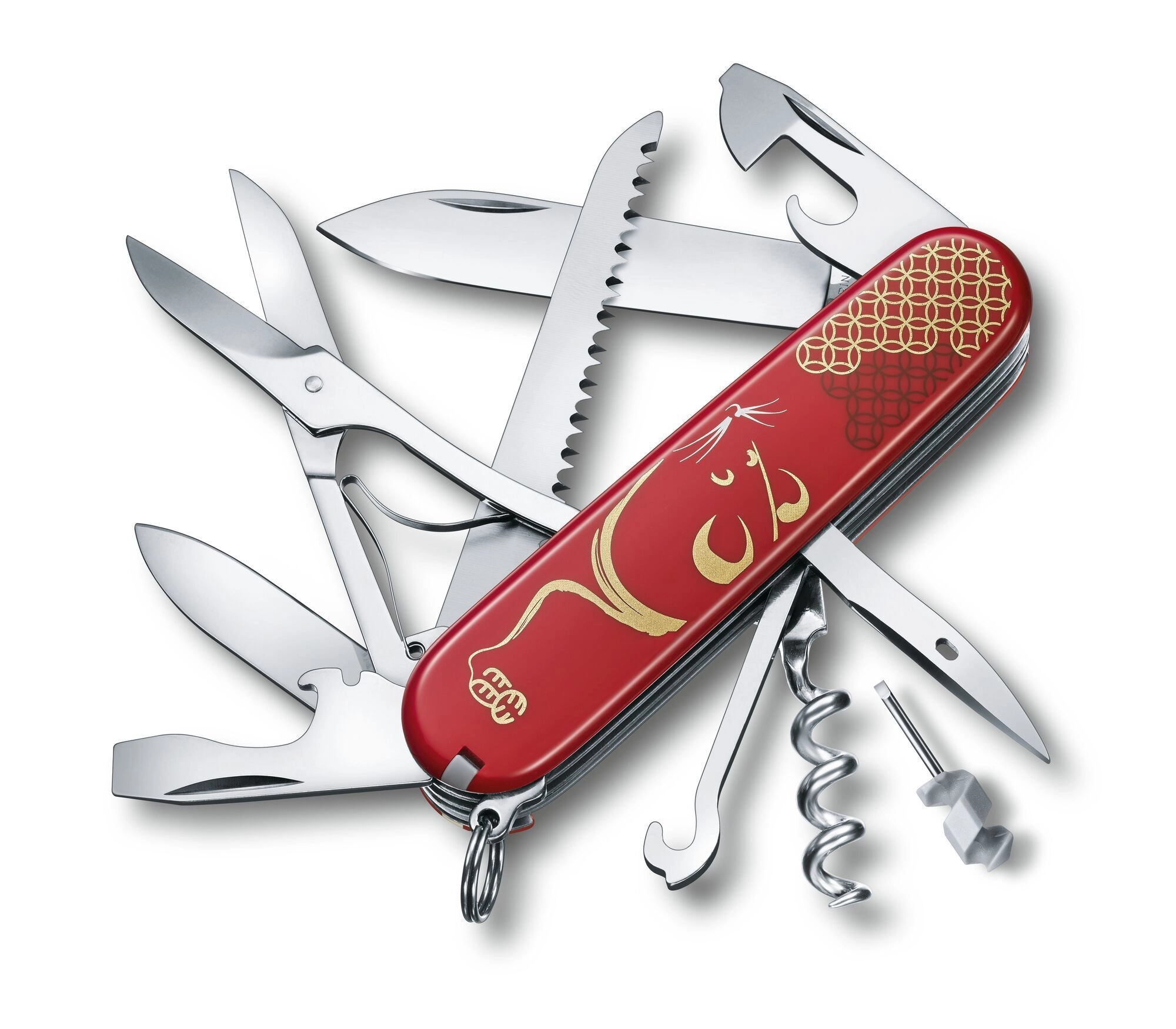 Нож перочинный Victorinox  Huntsman Year of the Rat, сталь X55CrMo14, рукоять Cellidor®, красный