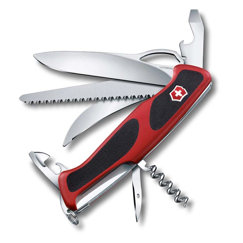 Нож перочинный Victorinox RangerGrip 57 Hunter, сталь X55CrMo14, рукоять полиамид, красно-чёрный