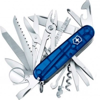 Нож перочинный Victorinox SWISS CHAMP 91мм полупрозрачный синий купить в Одинцове