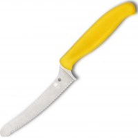 Универсальный кухонный нож Spyderco Z-Cut Serrated Offset Kitchen, сталь CTS™ — BD1 Alloy, рукоять желтый полипропилен купить в Одинцове