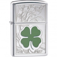 Зажигалка ZIPPO Classic «Клевер» с покрытием High Polish Chrome купить в Одинцове